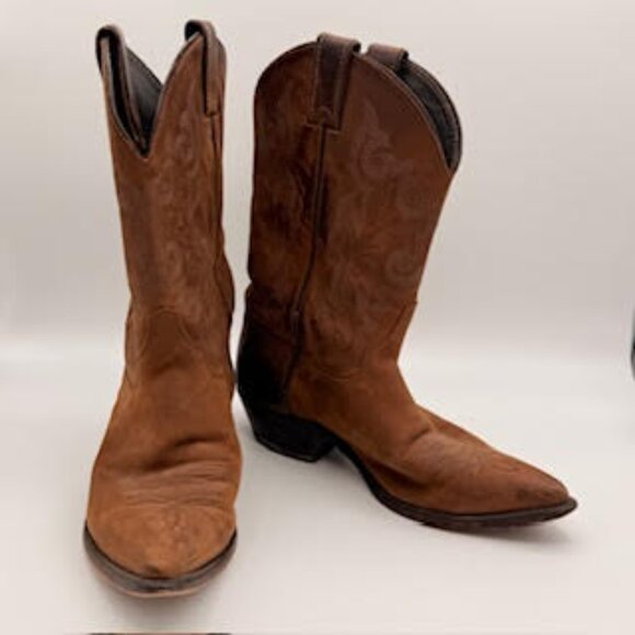 Justin Cowboy Boots Brown Leather Western Embroidered Men’s 9B (Women’s 10.5) - Picture 6 of 15